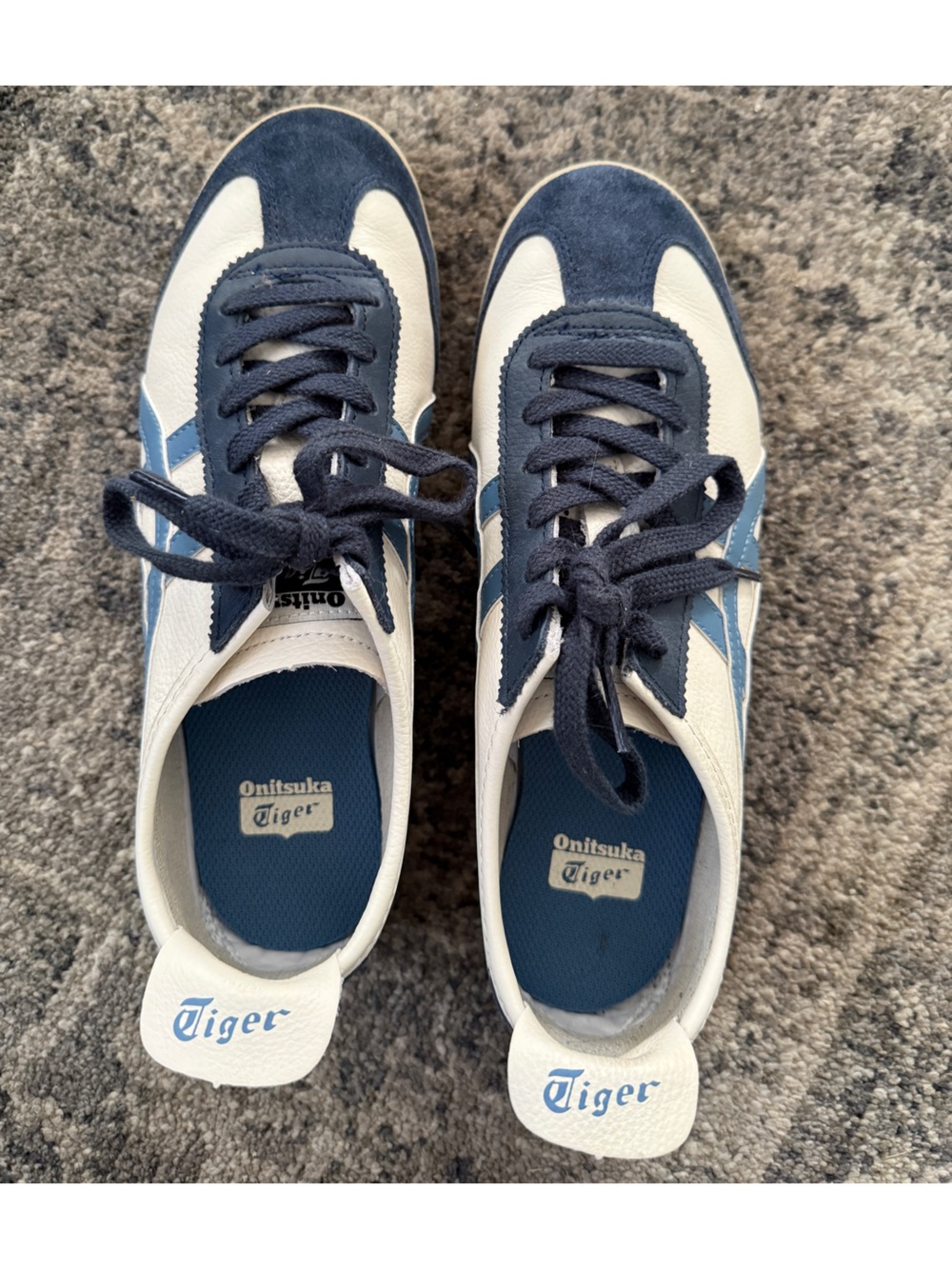 Onitsuka Tiger by Asics White and Navy Retro Runner Sneakers